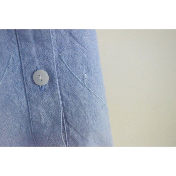 Vintage 80s Cotton Button-Up Embroidered Blouse size M - Picture 6 of 10